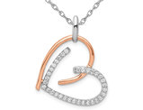 1/4 Carat (ctw) Diamond Heart Pendant Necklace in 14K White and Rose Pink Gold with Chain
